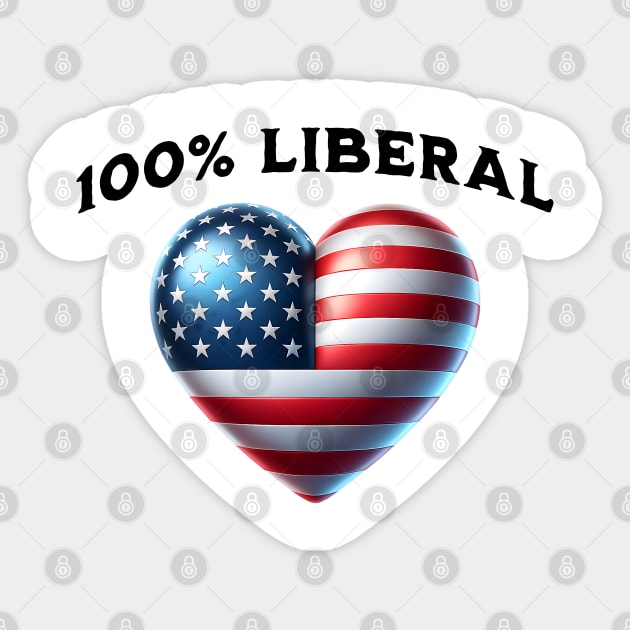 100% 100 Percent Liberal US Flag Heart Sticker by Luxinda
